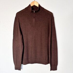 Banana Republic Merino Wool Half Zip Sweater Brown Men's Large Pullover